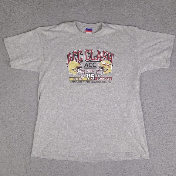 Seminoles Vs Eagles 2005 ACC Clash T-Shirt Mens XXL Gray‎ NCAA College Champion - Picture 1 of 13